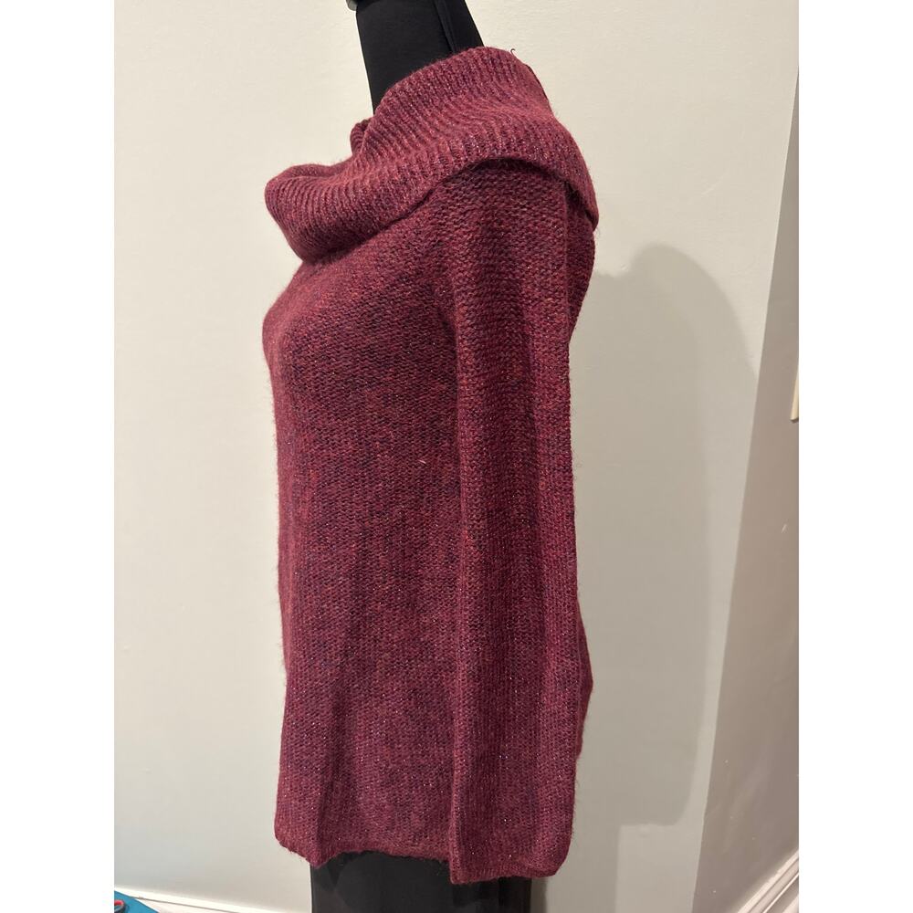 ModCloth Playing it Cowl Tunic Sweater Metallic Purple Burgundy XS NWT - Picture 3 of 8